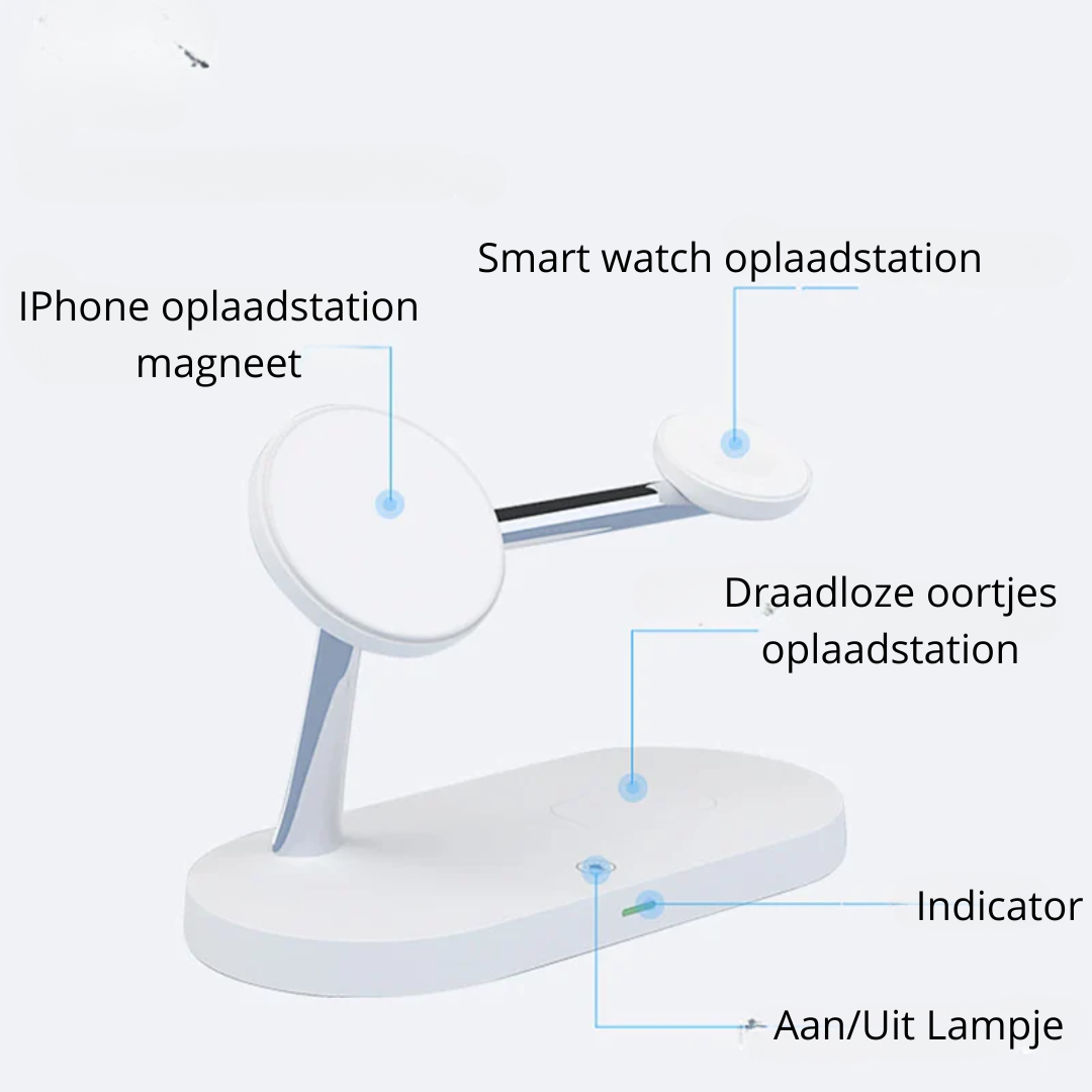 3 In 1 Draadloze Oplader Voor Iphone, Oortjes en Smartwatch