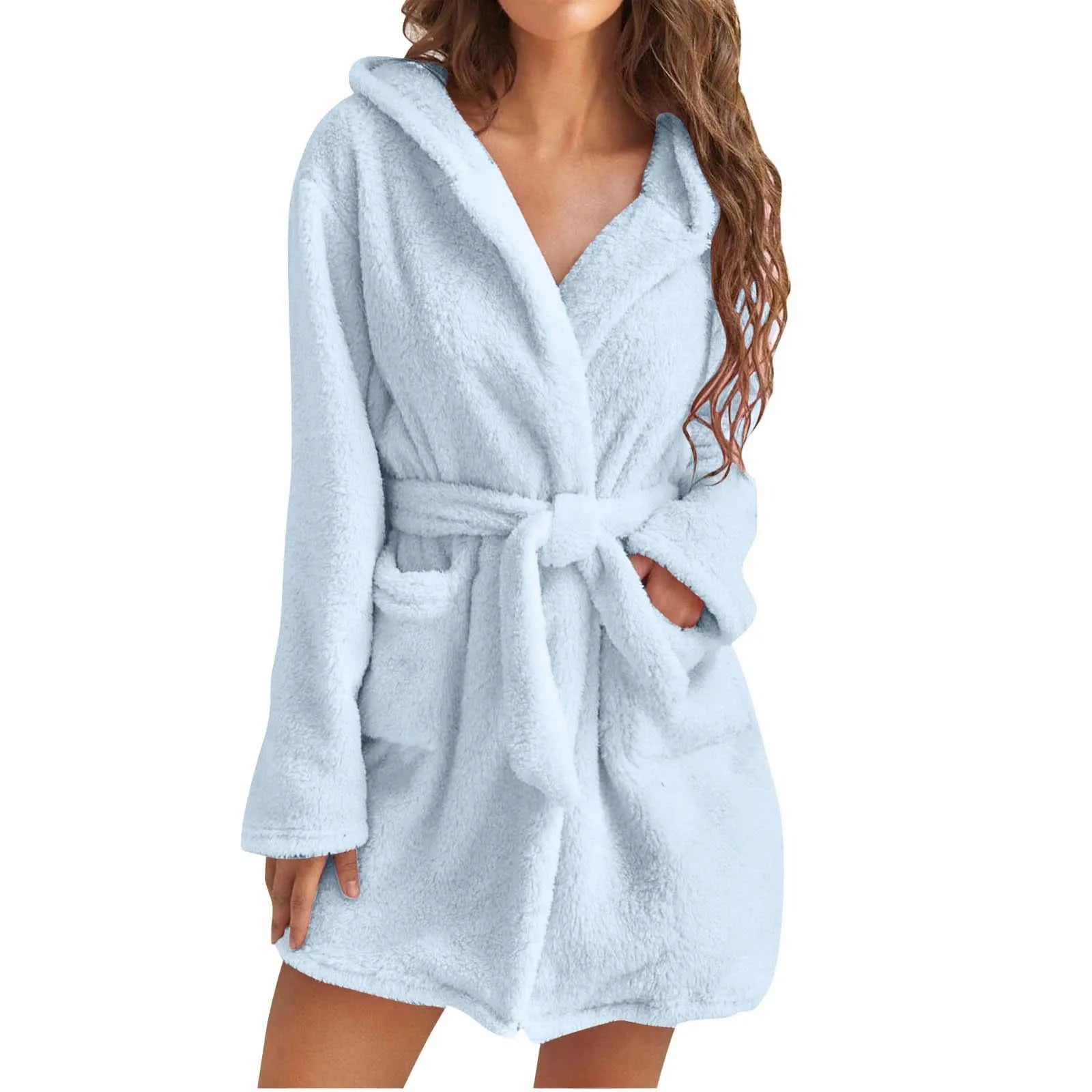 Rosalie | Warme Damesbadjas Winter | Pluizige Pluche Loungewear met Capuchon